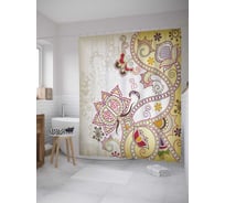 Штора (занавеска) для ванной JoyArty "Узоры из бисера" из сатена, 180х200 см с крючками, sc_31216