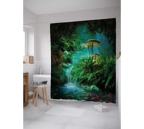 Штора (занавеска) для ванной JoyArty "Лесная фантазия" из сатена, 180х200 см с крючками, sc_30942