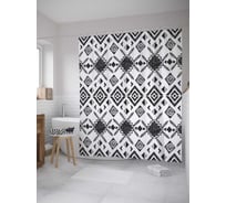 Штора (занавеска) для ванной JoyArty "Рисунки ацтеков" из сатена, 180х200 см с крючками, sc_31272