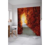 Штора (занавеска) для ванной JoyArty "Осенний тоннель" из сатена, 180х200 см с крючками, sc_30756