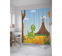 Штора (занавеска) для ванной JoyArty "Счастливый дракончик" из сатена, 180х200 см с крючками, sc_31392