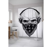 Штора (занавеска) для ванной JoyArty "Череп в маске" из сатена, 180х200 см с крючками, sc_31055