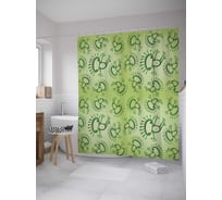 Штора (занавеска) для ванной JoyArty "Веселые бактерии" из сатена, 180х200 см с крючками, sc_31366
