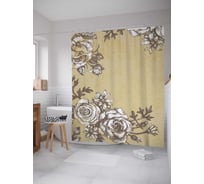 Штора (занавеска) для ванной JoyArty "Нежность роз" из сатена, 180х200 см с крючками, sc_30890