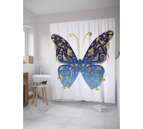 Штора (занавеска) для ванной JoyArty "Орнаментальная бабочка" из сатена, 180х200 см с крючками, sc_31425