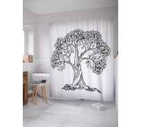 Штора (занавеска) для ванной JoyArty "Волнистое дерево" из сатена, 180х200 см с крючками, sc_30852