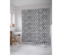 Штора (занавеска) для ванной JoyArty "Черно-белые зигзаги" из сатена, 180х200 см с крючками, sc_31041