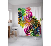 Штора (занавеска) для ванной JoyArty "Цветочно-круговое наложение" из сатена, 180х200 см с крючками, sc_30757