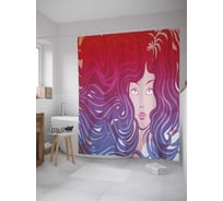 Штора (занавеска) для ванной JoyArty "Портрет русалочки" из сатена, 180х200 см с крючками, sc_31323