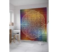 Штора (занавеска) для ванной JoyArty "Ажурная мандала" из сатена, 180х200 см с крючками, sc_31294