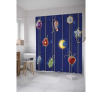 Штора (занавеска) для ванной JoyArty "Елочные игрушки" из сатена, 180х200 см с крючками, sc_31162