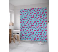 Штора (занавеска) для ванной JoyArty "Бесконечность сердец" из сатена, 180х200 см с крючками, sc_30672