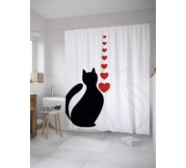 Штора (занавеска) для ванной JoyArty "Девять жизней кошки" из сатена, 180х200 см с крючками, sc_31309