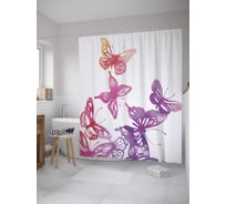 Штора (занавеска) для ванной JoyArty "Градиентовые бабоски" из сатена, 180х200 см с крючками, sc_31170
