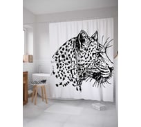 Штора (занавеска) для ванной JoyArty "Эскиз тигра" из сатена, 180х200 см с крючками, sc_30743
