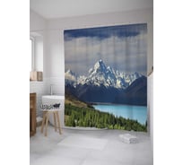 Штора (занавеска) для ванной JoyArty "Горный пейзаж" из сатена, 180х200 см с крючками, sc_31436