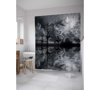 Штора (занавеска) для ванной JoyArty "Красота в серых тонах" из сатена, 180х200 см с крючками, sc_31431