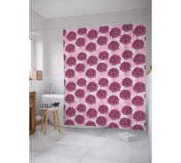 Штора (занавеска) для ванной JoyArty "Розовые овалы" из сатена, 180х200 см с крючками, sc_30791
