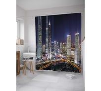Штора (занавеска) для ванной JoyArty "Городская панорама" из сатена, 180х200 см с крючками, sc_31435