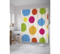 Штора (занавеска) для ванной JoyArty "Красочные круги" из сатена, 180х200 см с крючками, sc_31059