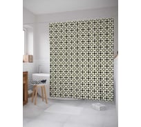 Штора (занавеска) для ванной JoyArty "Цветочные геометрические ряды" из сатена, 180х200 см с крючками, sc_30693