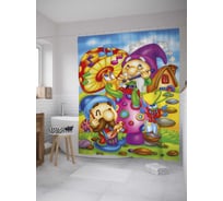 Штора (занавеска) для ванной JoyArty "Два забавных гнома" из сатена, 180х200 см с крючками, sc_31253