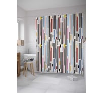 Штора (занавеска) для ванной JoyArty "Деструктивность полос" из сатена, 180х200 см с крючками, sc_31168