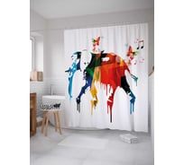 Штора (занавеска) для ванной JoyArty "Арт слона" из сатена, 180х200 см с крючками, sc_30970