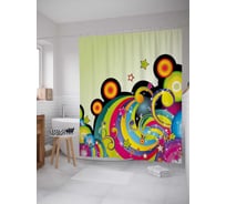 Штора (занавеска) для ванной JoyArty "Цветной бум" из сатена, 180х200 см с крючками, sc_30893