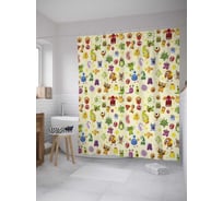 Штора (занавеска) для ванной JoyArty "Веселые монстрики" из сатена, 180х200 см с крючками, sc_31408