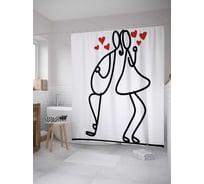 Штора (занавеска) для ванной JoyArty "Влюбленная пара" из сатена, 180х200 см с крючками, sc_31212