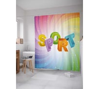 Штора (занавеска) для ванной JoyArty "Спорт" из сатена, 180х200 см с крючками, sc_31175
