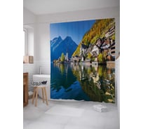 Штора (занавеска) для ванной JoyArty "Городок в холме" из сатена, 180х200 см с крючками, sc_30057