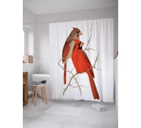 Штора (занавеска) для ванной JoyArty "Заботливые пернатые" из сатена, 180х200 см с крючками, sc_3414