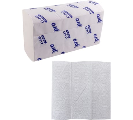 Полотенце бумажное листовое Protissue 2-слойное, 225х240 мм, 190 лист/пачке, С196, Z-сложения, белое Г-С443