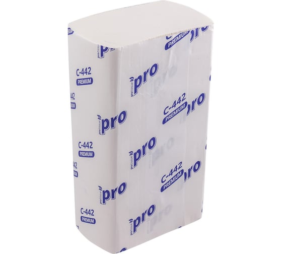 Полотенце бумажное листовое Protissue 2-слойное, 225х240 мм, 200 лист/пачке, 366, Z-сложения, белое Г-С442 1