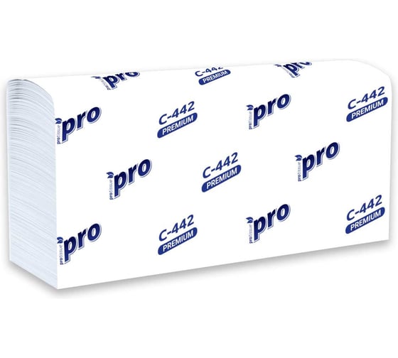 Полотенце бумажное листовое Protissue 2-слойное, 225х240 мм, 200 лист/пачке, 366, Z-сложения, белое Г-С442