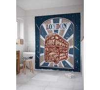Штора (занавеска) для ванной JoyArty "Эмблема Лондонского автобуса" из сатена, 180х200 см с крючками, sc_31325