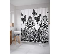 Штора (занавеска) для ванной JoyArty "Цветы сновидений" из сатена, 180х200 см с крючками, sc_3371