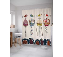 Штора (занавеска) для ванной JoyArty "Щебетание птичек" из сатена, 180х200 см с крючками, sc_32746