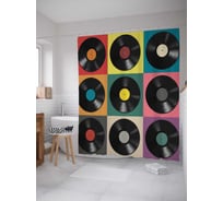 Штора (занавеска) для ванной JoyArty "Виниловые пластинки" из сатена, 180х200 см sc_340896