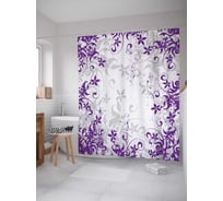 Штора (занавеска) для ванной JoyArty "Цветочный узор" из сатена, 180х200 см с крючками, sc_56616