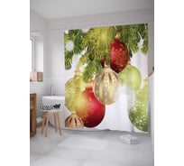 Штора (занавеска) для ванной JoyArty "Шары для праздника" из сатена, 180х200 см с крючками, sc_5760