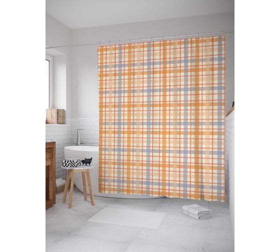 Штора (занавеска) для ванной JoyArty "Полосатые перекрестки" из сатена, 180х200 см с крючками, sc_31128 1