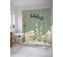 Штора (занавеска) для ванной JoyArty "Санта в пути" из сатена, 180х200 см с крючками, sc_5528