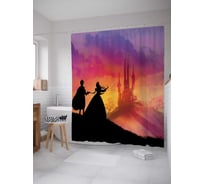 Штора (занавеска) для ванной JoyArty "Замок на закате" из сатена, 180х200 см с крючками, sc_31591