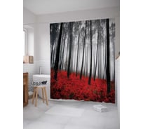 Штора (занавеска) для ванной JoyArty "Тайна в лесу" из сатена, 180х200 см с крючками, sc_3438