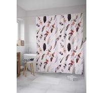 Штора (занавеска) для ванной JoyArty "Племенной бохо" из сатена, 180х200 см с крючками, sc_31631