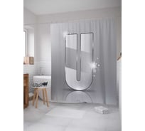 Штора (занавеска) для ванной JoyArty "Сверкающая u" из сатена, 180х200 см с крючками, sc_4522U