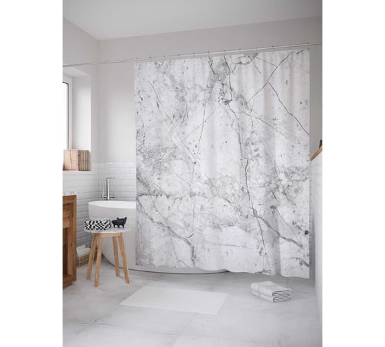 Штора (занавеска) для ванной JoyArty "Старая стена с усами" из сатена, 180х200 см sc_378614 1